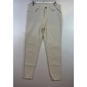 Orvis corduroy slim ankle pants Womens size 12 Cream White elastic back Hipster